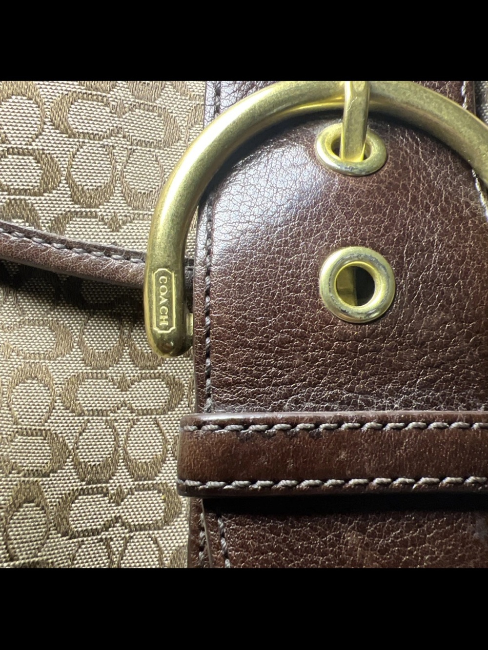 Rare Vintage Coach Soho Y2K Signature Shoulder Bag Brown Canvas & Suede 6818 - Picture 4 of 9